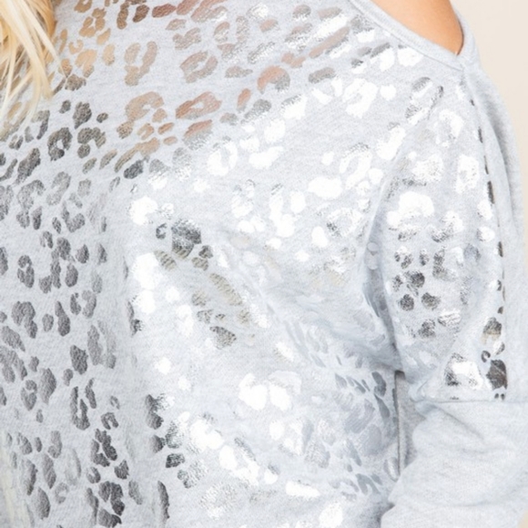Foil Animal Print Cold Shoulder Sweatshirt NWT - Picture 7 of 9